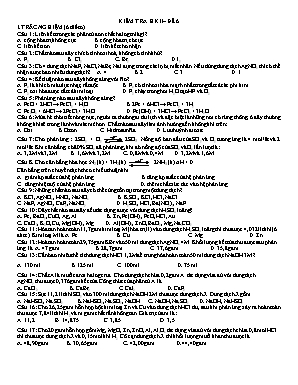 Đề kiểm tra học kỳ II môn Hóa học Lớp 10 - Đề 6